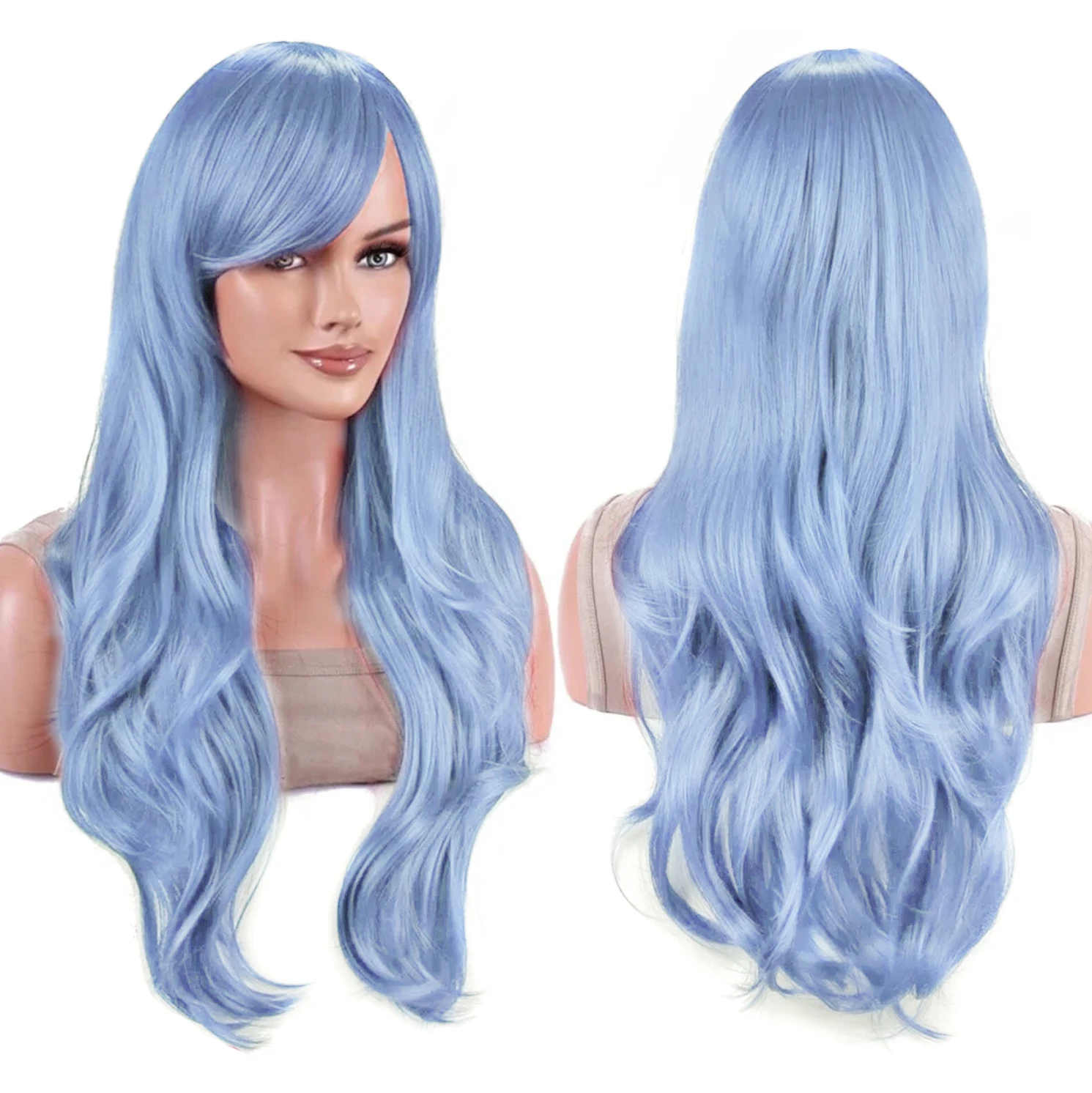 Vibrant 70cm Water Wave Cosplay Wig with Bangs