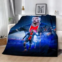 Printed Blanket Football K-Kylian Star M-Mbappé Picnic Blankets Warm Blanket Soft and Comfortable Home Travel Birthday Gift 2