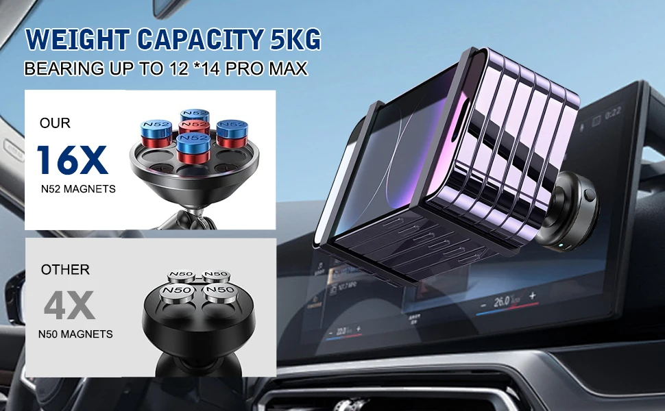Strong Magnet Suction Cup Car Mount with Large Carrying Capacity