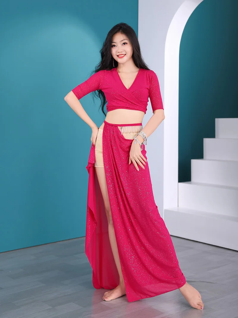 

Belly Dance Costumes Women's Long Skirt Performance Costume Fine Flash Set Fairy Spring Summer Practice Suit Beginner Sexy