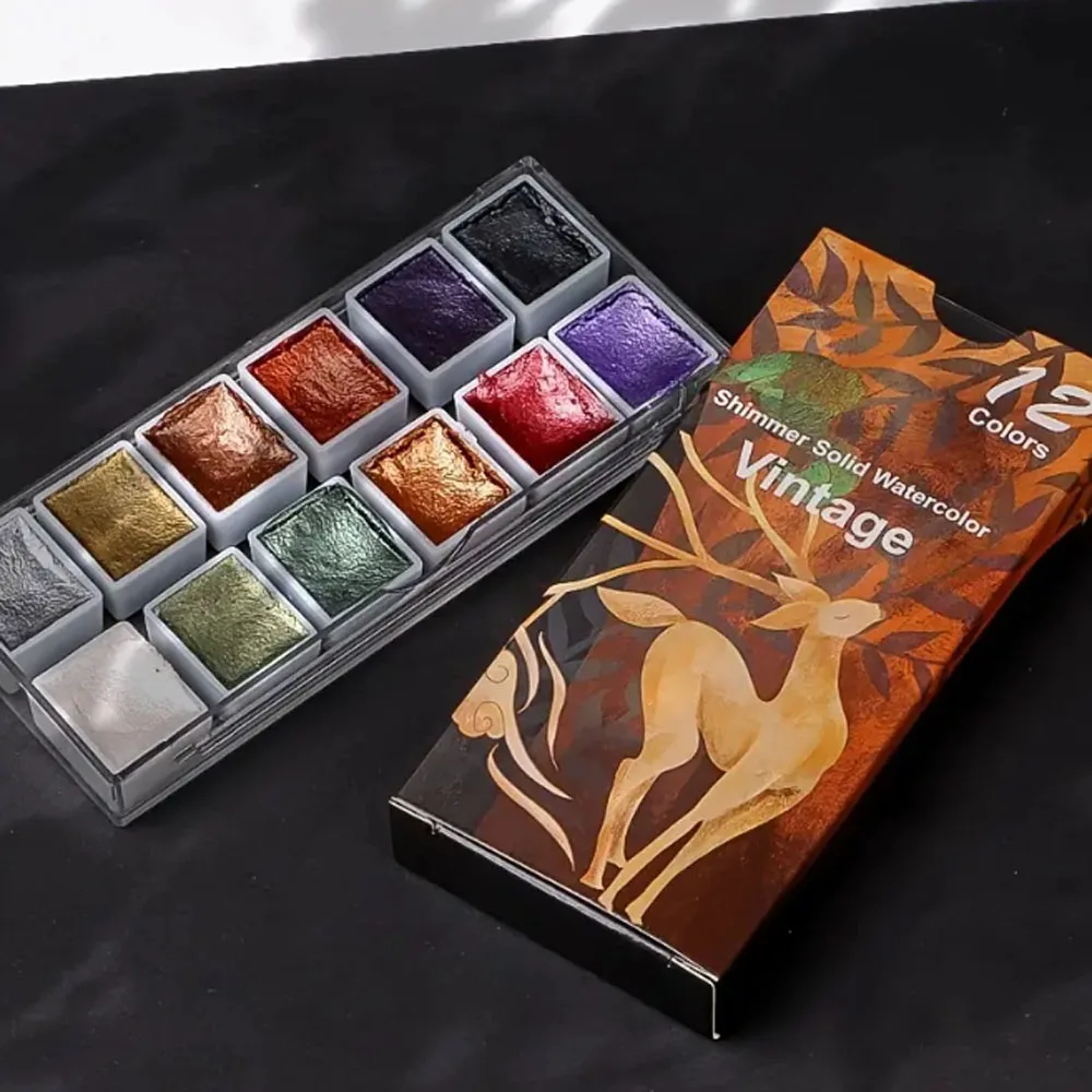 12 colors of pearlescent metallic paints comes with portable box perfect for painting manicure writing gift acrylic paint acrylic paint set
