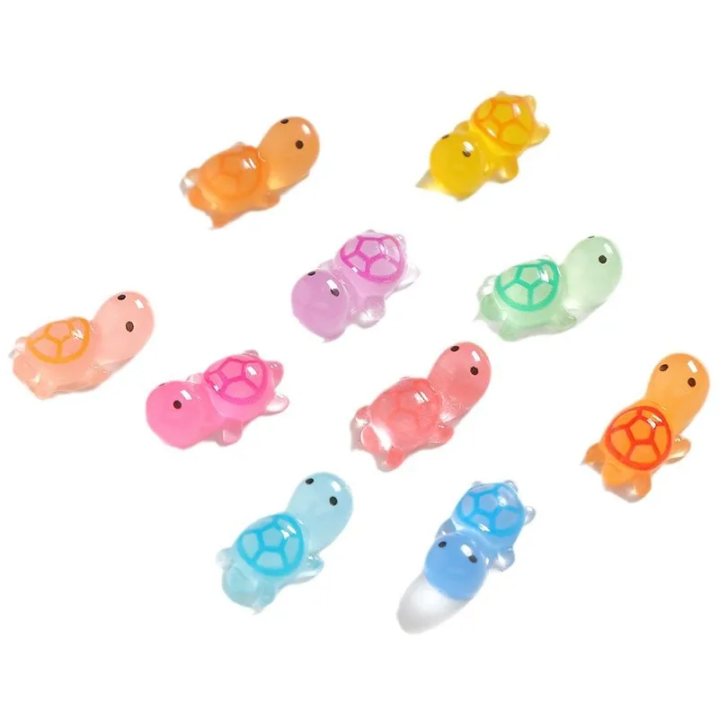 Cartoon luminous mini turtle three-dimensional resin accessories DIY micro landscape animal blind bag accessories