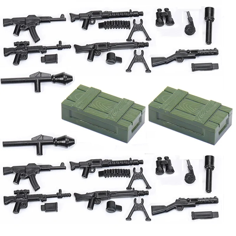 WW2 Military Weapon Box Mini Action Figures Accessories Moc Building Blocks Army Soldiers Guns Part Bricks Toys Childen juguetes