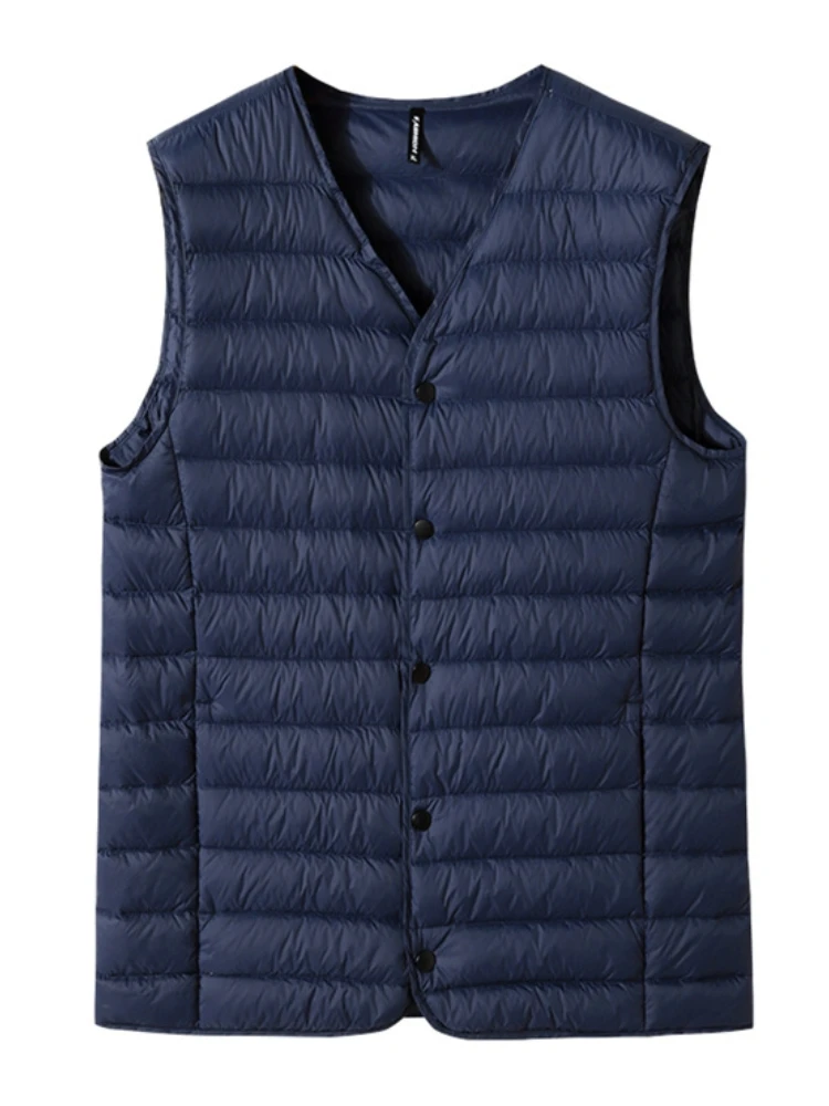 2023 New Winter V-Neck Men\'s Vest 80% White Duck Down Padding Vests Lightweight Sleeveless Jackets Warm Gilet Coat Plus Size 8xl