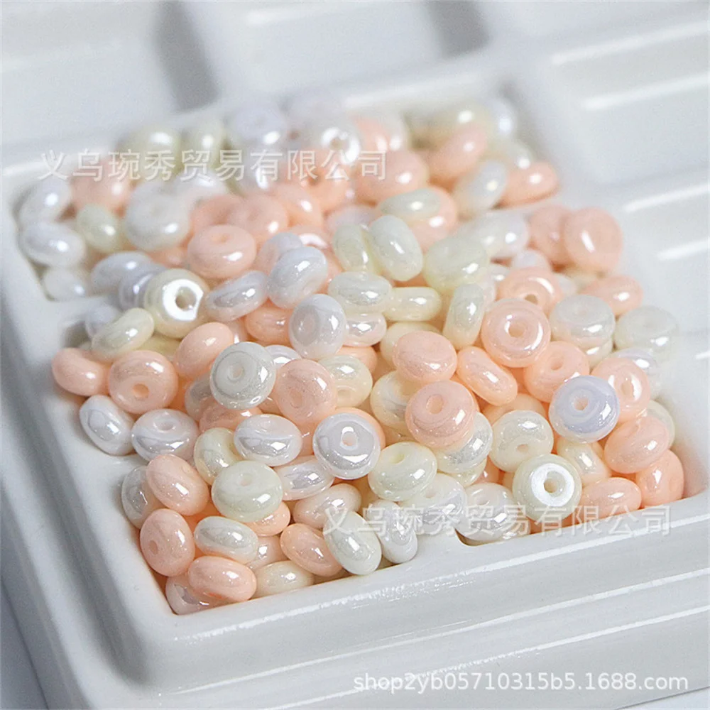 3 * 6mm pearl cream glass bead decoration, wheel beads, safety buckle, DIY beads