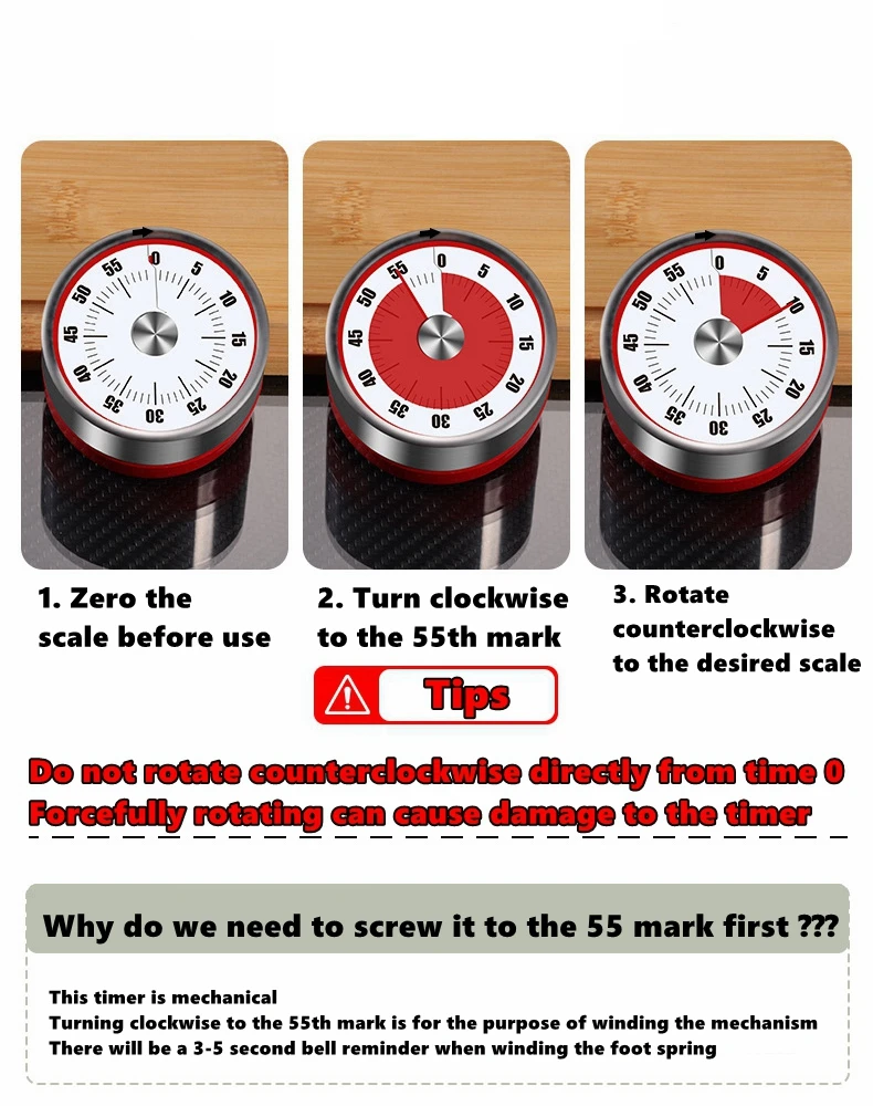 Magnetic Visual Countdown Kitchen Timer