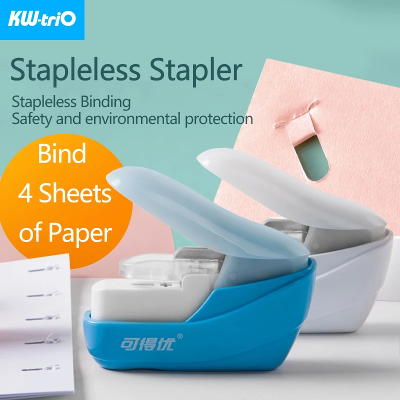 KW-triO Stapleless Stapler Book Paper Stapling Stapler Safe Portable No Staples DIY Paper Binding School Office Supplies stapleless stapler office supplies