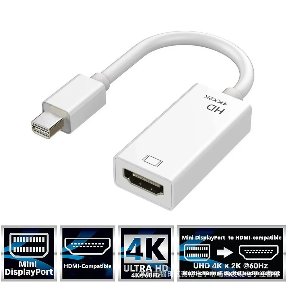 Mini DisplayPort Male to hdmi-compatible Female Adapter 4K/1080P Mini DP Male to HD Female Converter Compatible for MacBook Air