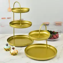 

Three-layer Cake Stand Wedding Party Dessert Table Candy Fruit Plate Cake Self-help Display Home Desktop Decoration Trays