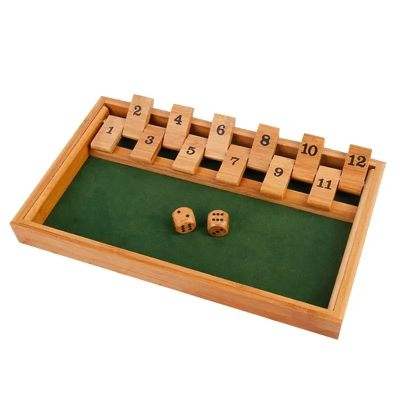 

Shut Box Game Wooden Board Game With Dice 1-2 Player Wooden Dice Game Numbers Shut The Box Dice Game For Kids Families