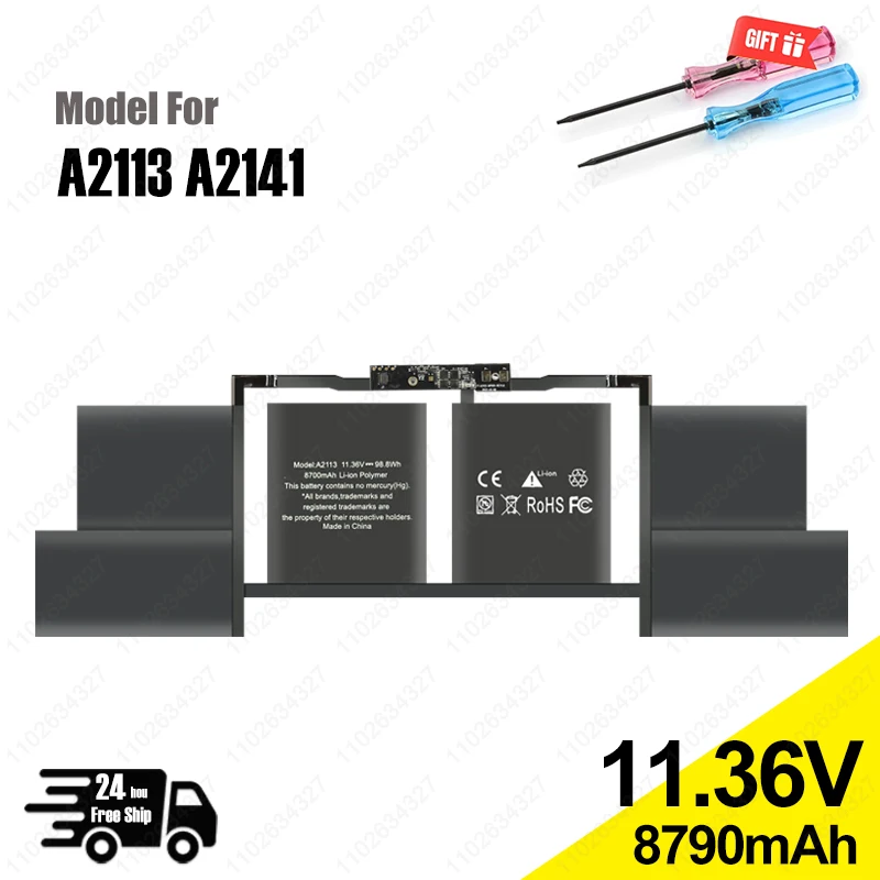 Nuova Batteria Per Laptop A2113 Per Batterie Apple Macbook Pro Retina 16 ''A2141 2019 Emc 3347 Mvj2Xx/A Mvvk2Xx/A Mvvl2Xx 99,8Wh