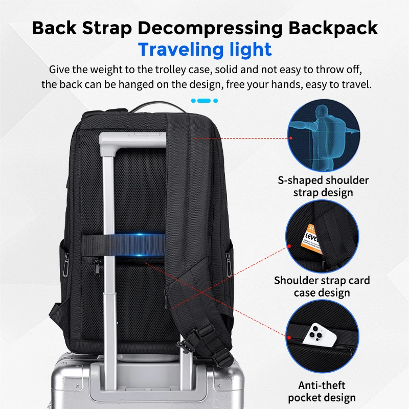 Fenruien Large Capacity Waterproof Backpacks USB Charge Men Backpack Fit 15.6 "Laptop Travel Business Bag 6