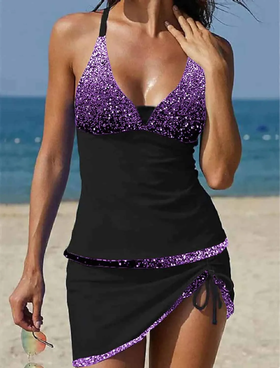 2023 Summer High Waist Beachwear Tankini Female Sexy Bikini Two Piece Set Swimsuits SwimwearWomen Print Bathing Suit Monokini