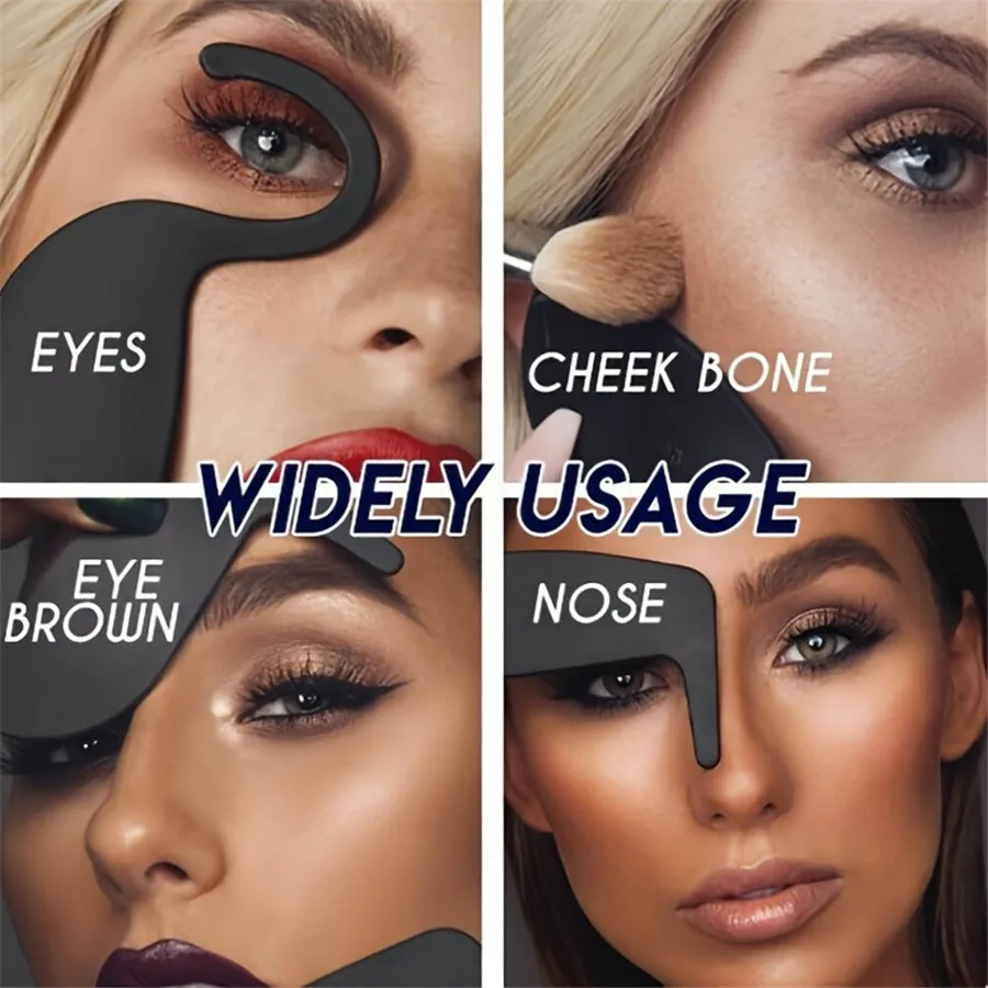Makeup Contour Stencil - Perfect Eyebrow Shaper & Eyeliner Guide, Durable Plastic Beauty Tool for Flawless Face