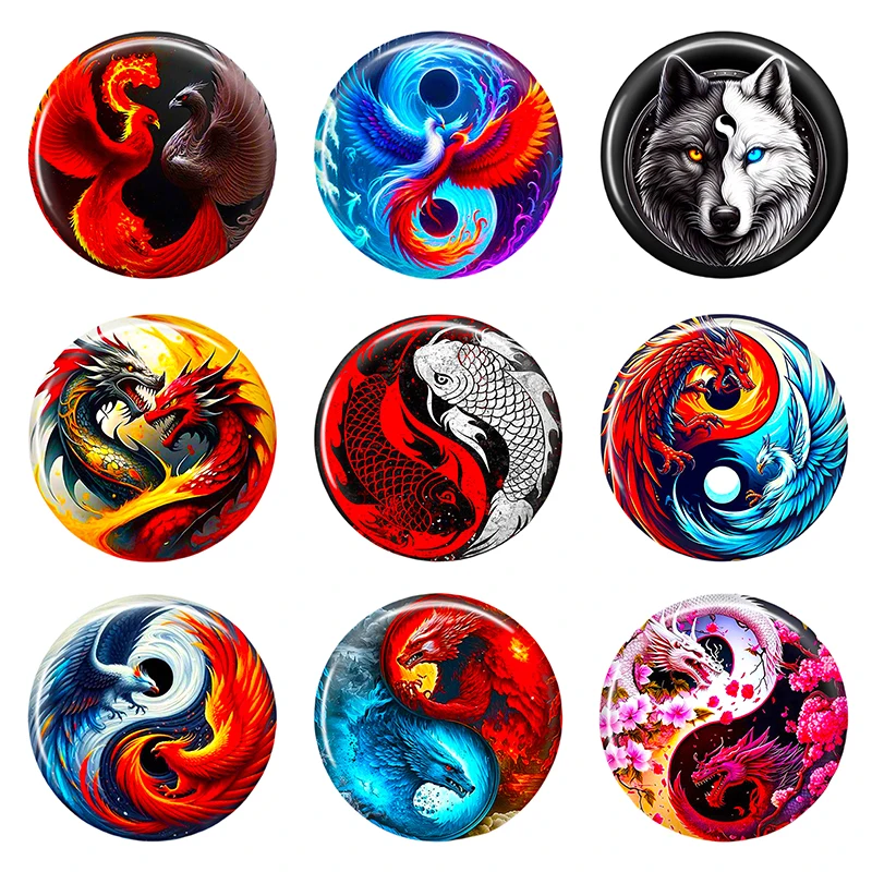 8mm 10mm 12mm 25mm 16mm 18mm 20mm DIY 사진 유리 카보 숑 라운드 카메오 세트 수제 설정 스톤 음양 F57