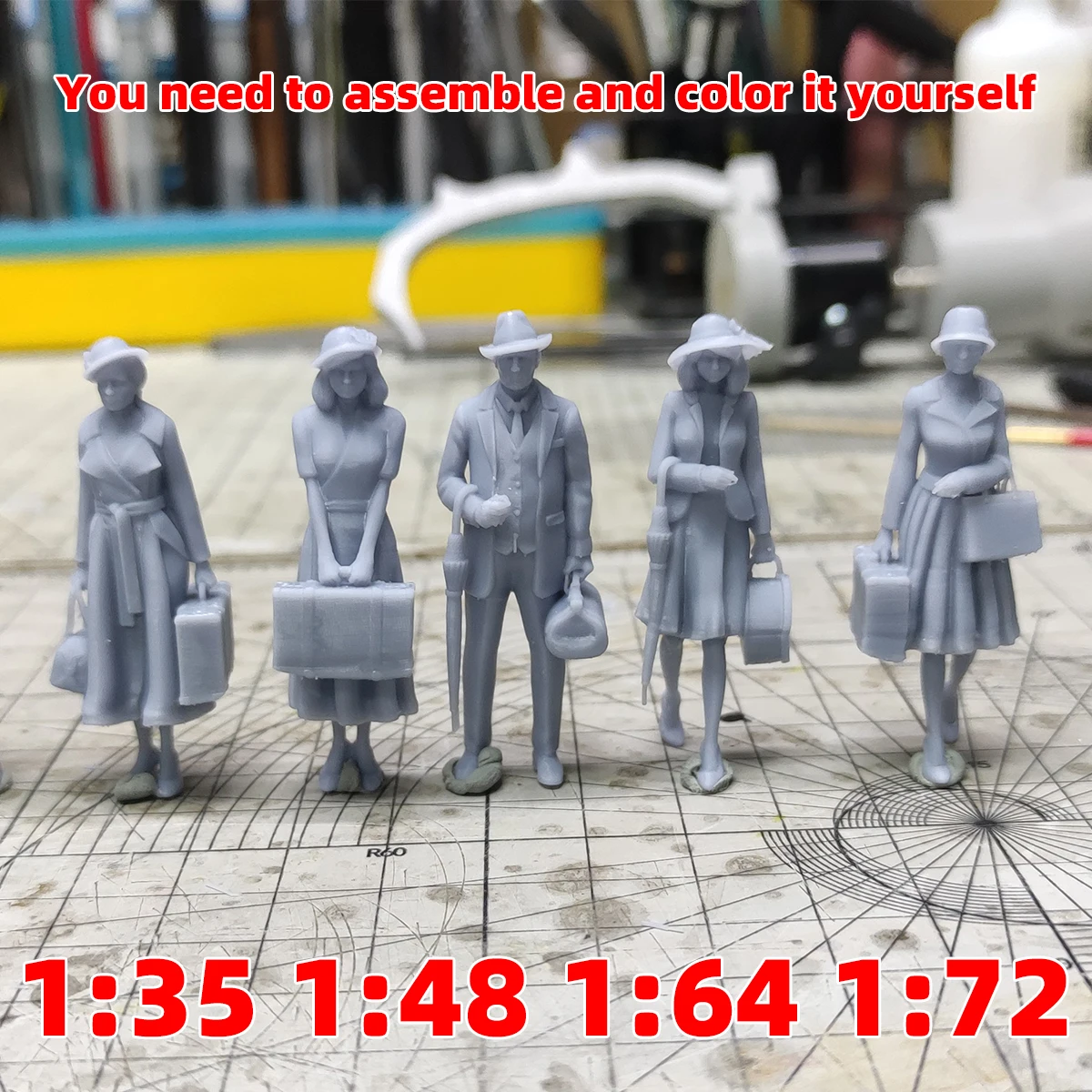 공항 부두 기차 철도역 플랫폼 자동차 역 승객 수하물 조립 스케일 모형 키트 7개 1/72 1/64 1/35 1/48