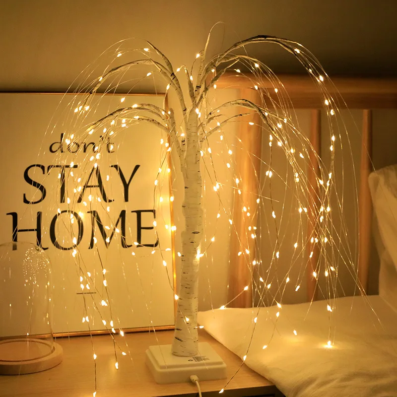 

LED Willow Night Light Gypsophila Colorful Tree Remote Table Lamp For Home Bedroom Wedding Christmas Indoor Decor Night Light
