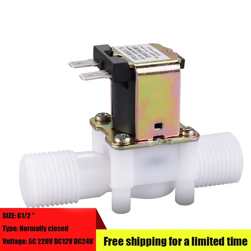 

1/2" Plastic Solenoid Valve 12V 24V 220V Magnetic Washing Machine Dispenser Drinking Water Pneumatic Pressure Controller Switch