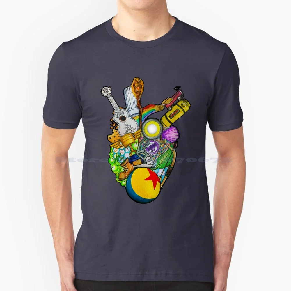Luxo Maglietta Cuore Umano 100% Cotone Tee Pixar Cuore Umano Luxo Jr Brave Up Good Dinosaur Coco Inside Out Ratatouille