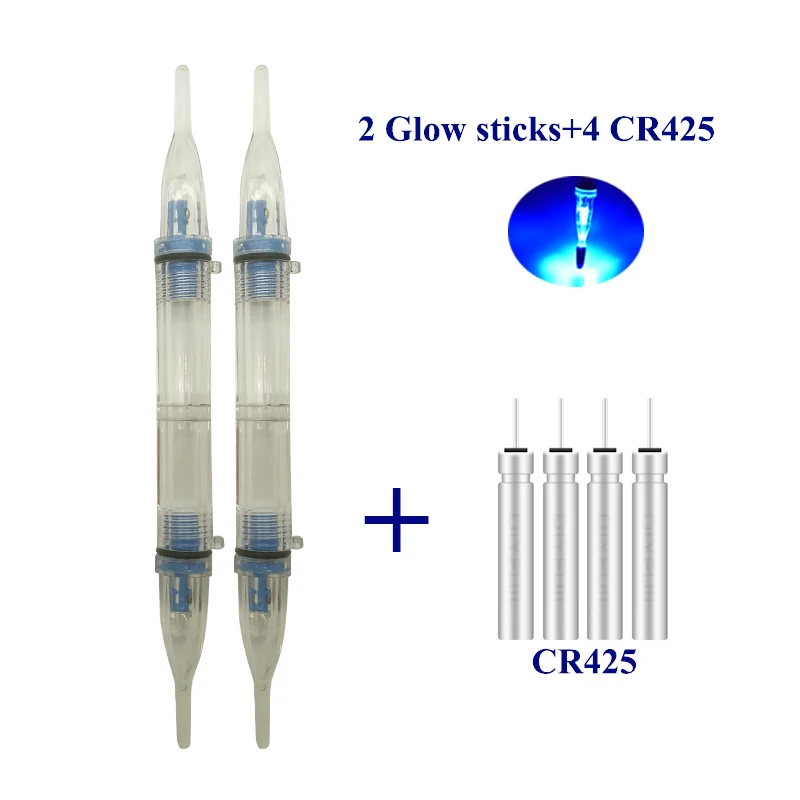 2 Stuks Lichtgevend Licht Glow Stick + 4 Cr425 Elektronische Glow Stick Oceaan Zee Vissen Licht Stok Helder Kleurrijk Licht Stick Tackle