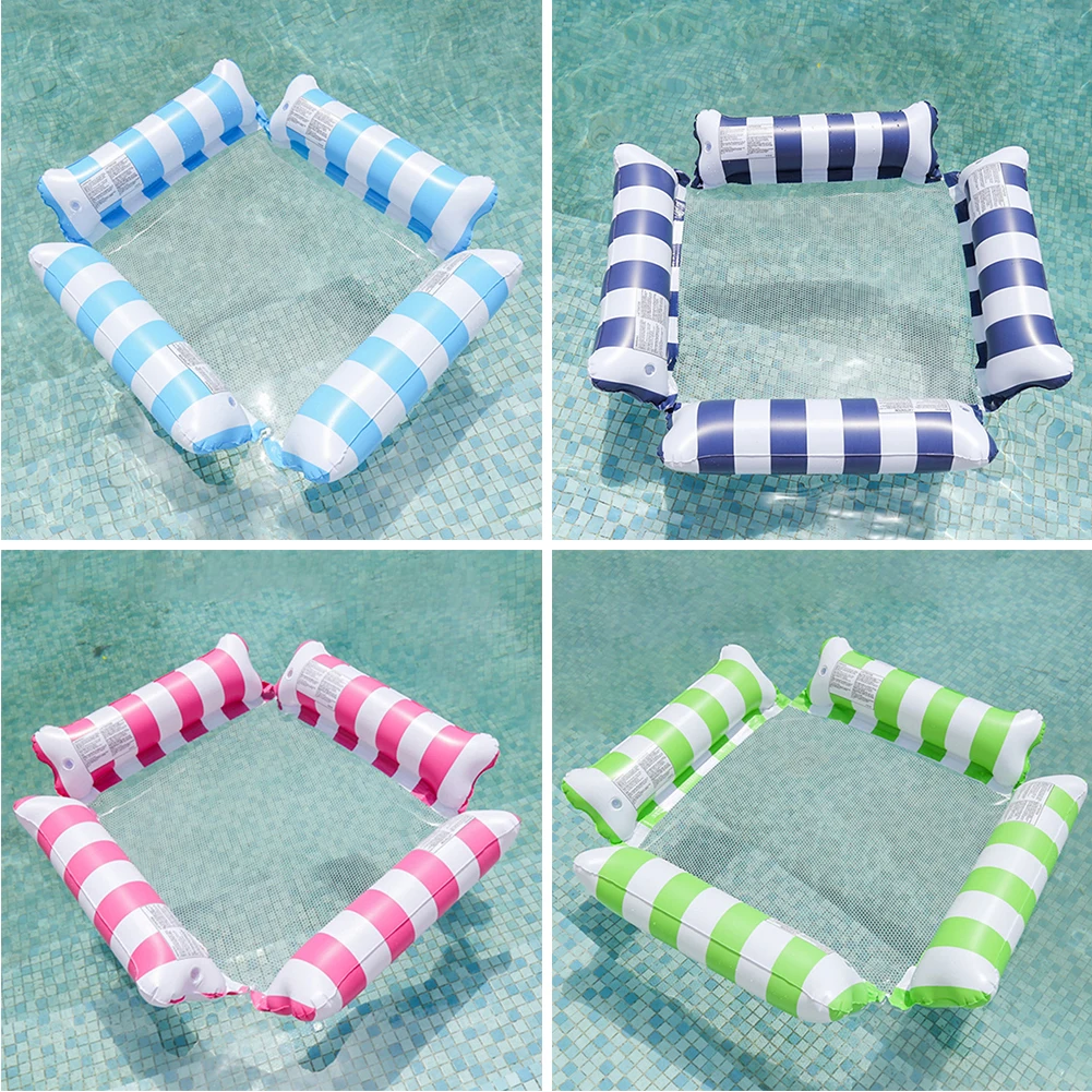 PVC Inflatable Hammock Bed Comfortable Stripe Water Floating Bed Portable Leak Proof Lightweight for Summer Pool Supplies