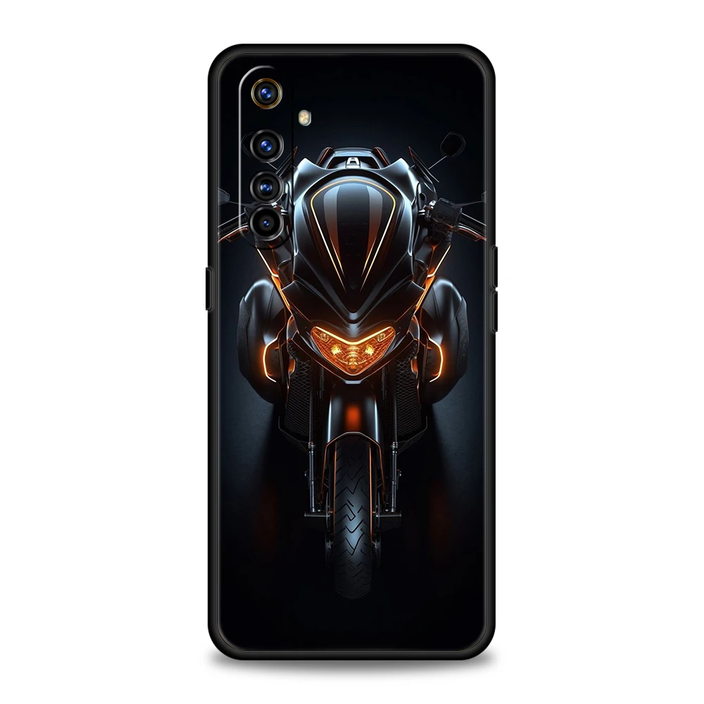 Sleek Black Motorcycle Sports Car Soft TPU Phone Cover