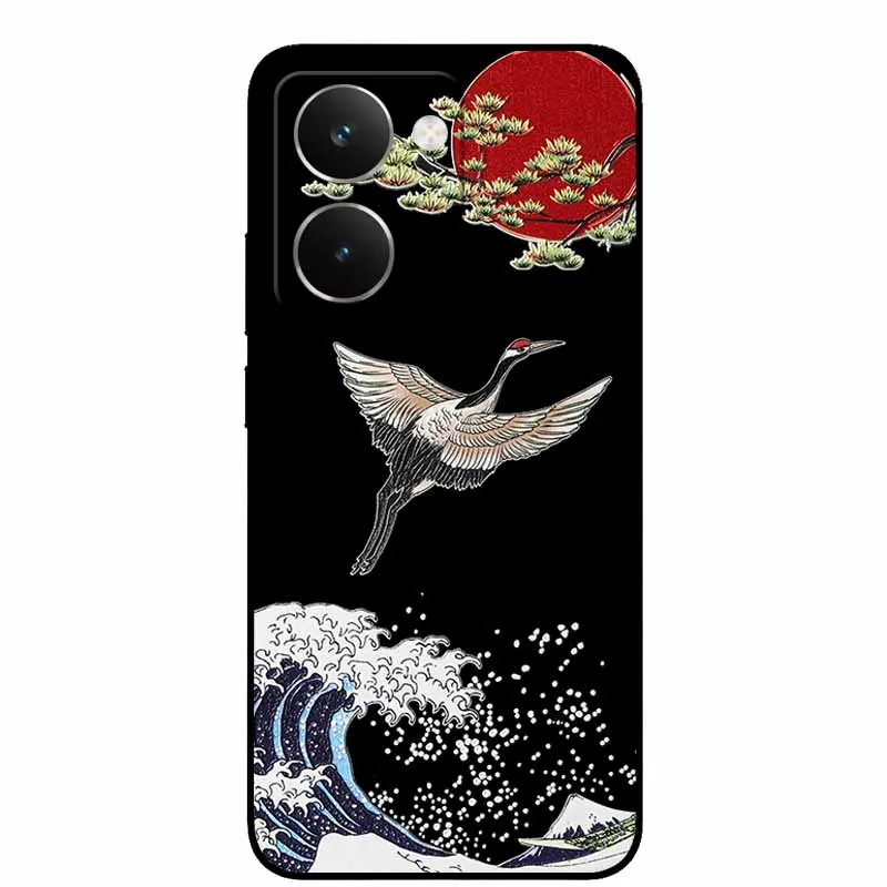 Vintage 3D Embossed Silicone Back Cover – Black Retro Design