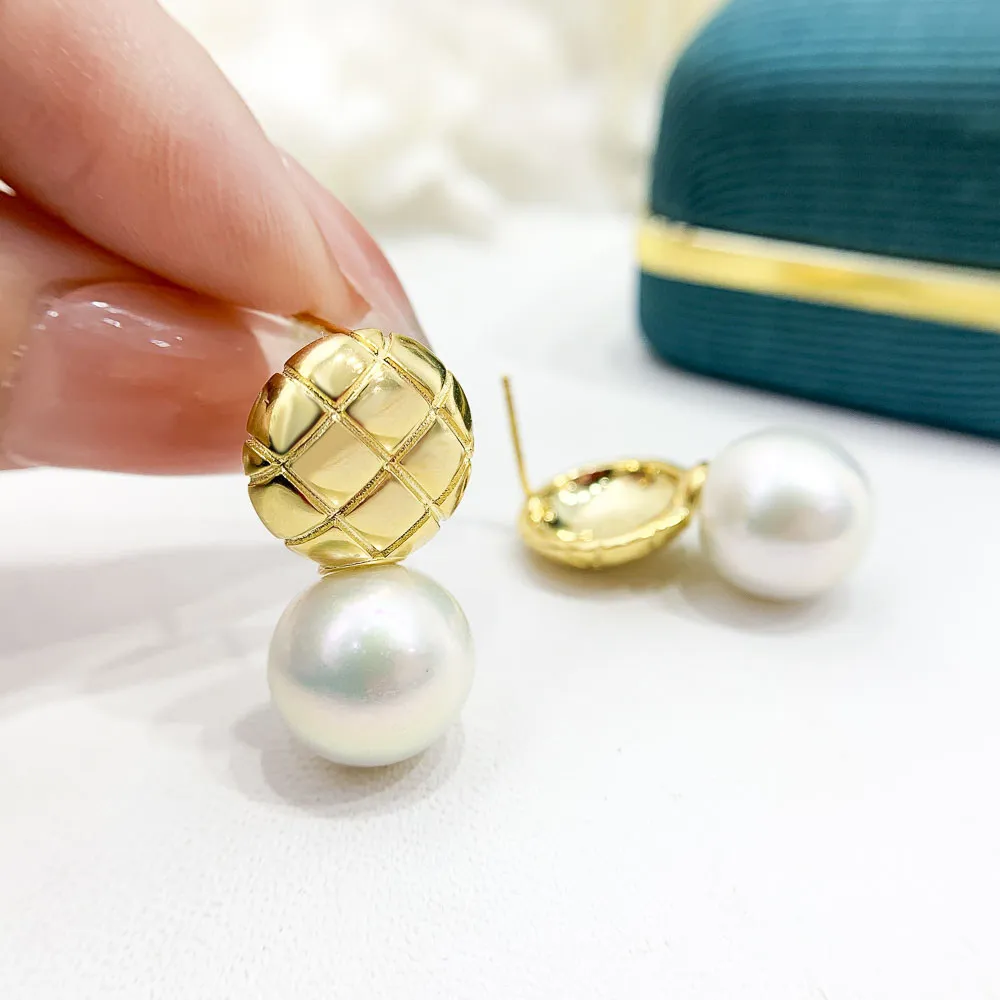

DIY Pearl Earnail Accessories S925 Sterling Silver Jewelry Gold Earnail Empty Fit 11-15mm Beads