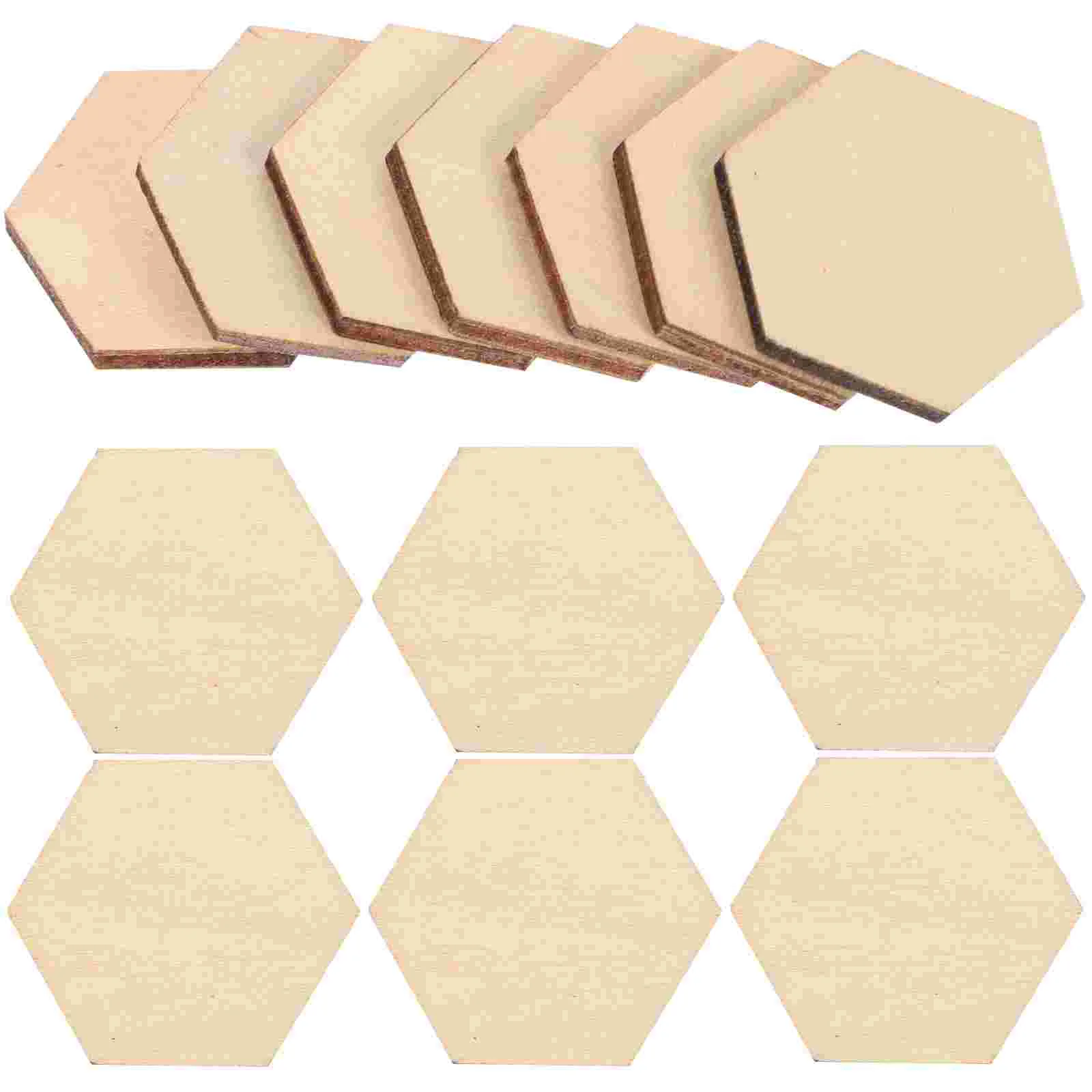 

100Pcs 225mm Wooden Hexagon Pieces Unfinished Wood Chips Day Gift Tags Unpainted Beech Wood Cutout Slices Shapes Ornaments for