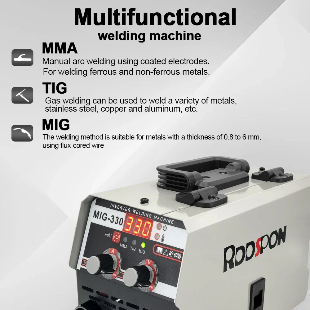RDDSPON Welding Machine MIG 330 /TIG/MMA 3 in 1 multifunctiona inverter cooperation tool for gasles and manual electrode welding