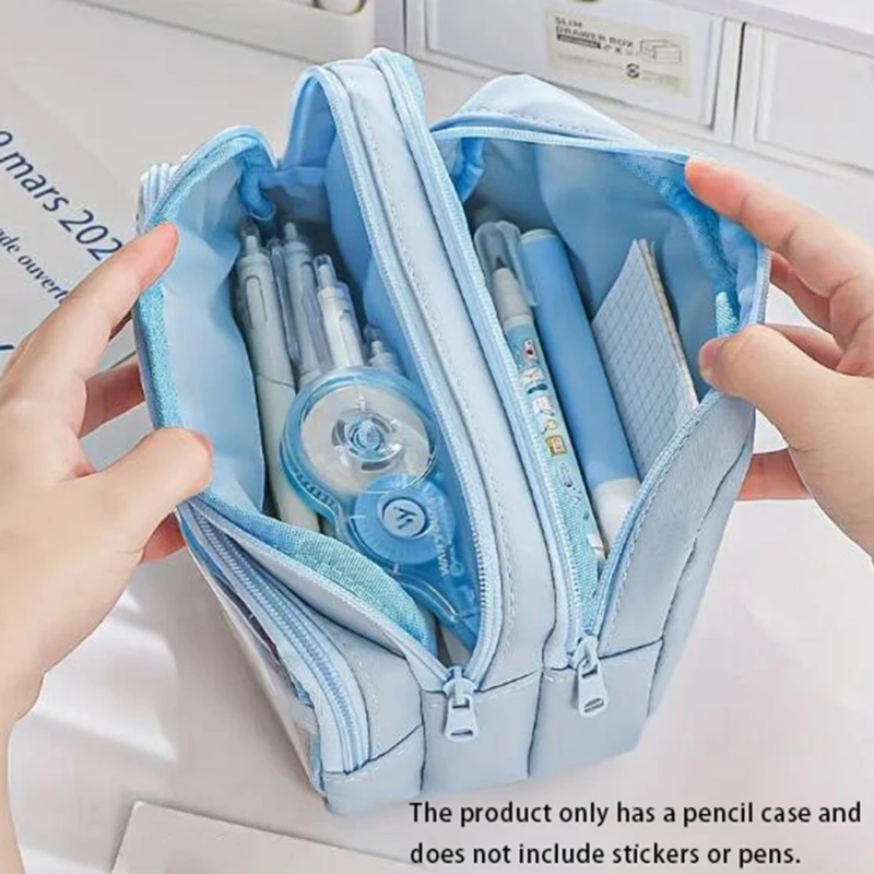 Chic Solid Color Pencil Case Korean Simplicity Transparent Pen Pouch Large Capacity Organizer Bag School SuppliesStationery bag 3