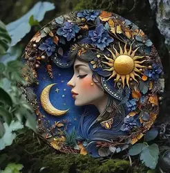 Celestial Sun and Moon Dual - Tone Metal Wall Art - Durable Iron Home and Garden Decoration - 20X20cm (TYA24442 - 11 - 20x20cm)