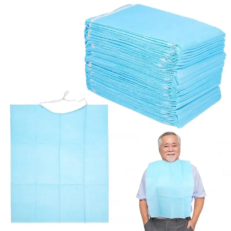 Disposable Elderly Feeding Bibs Waterproof Eating Clothing Apron Elders Baberos Materials 30pcs