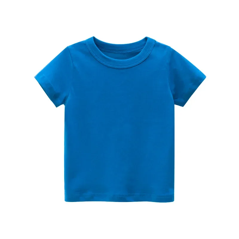 2025 Summer Solid Color Children Cotton T-shirt for Boys Girls White Tops Tees Kids Clothes 2-10Y 6