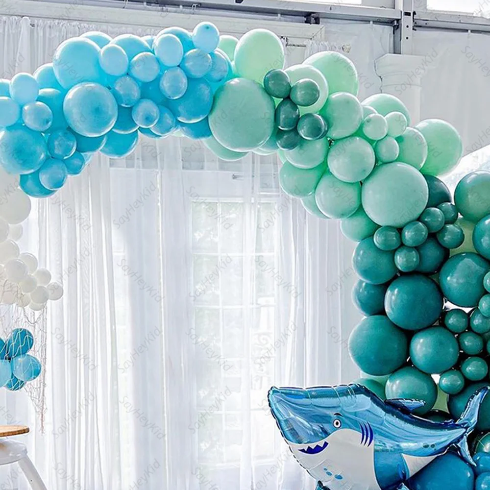 181pcs Ocean Theme Balloon Garland Arch Kit Big Shark Foil Balloon