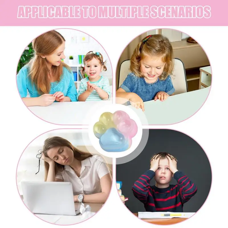 Cat Paw Squeeze Toys Three-Color Rainbow Squeeze Toy Funny Relax Ball Sensory Squeeze Ball Toys Sensory Fidget Toys for Kids