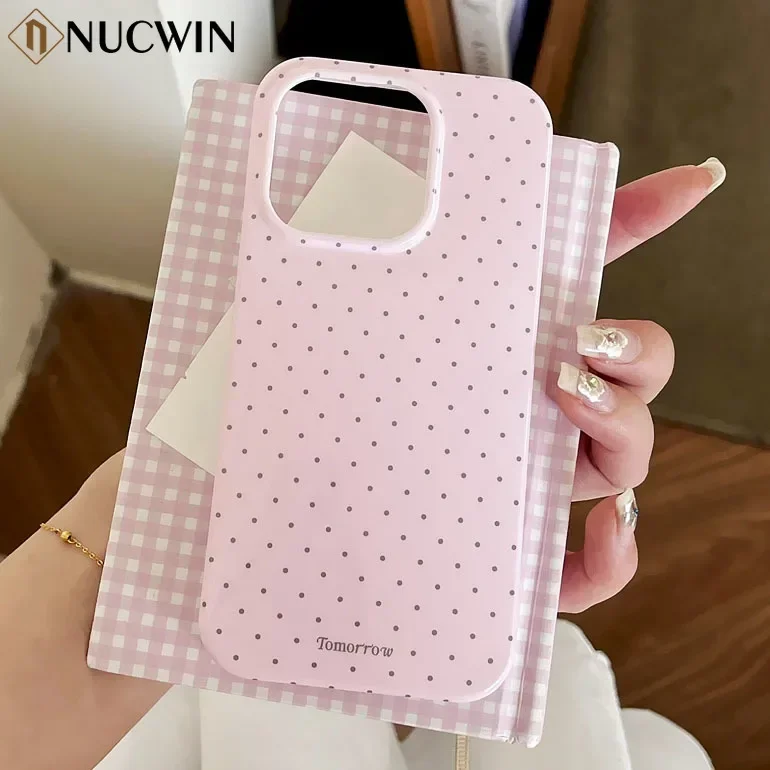 INS Polka Dot Small Fresh Mobile Phone Case for iPhone 17 16 15 14 13 12 Pro Max 11 Ultra Slim Shockproof Cover for iPhone 17Pro