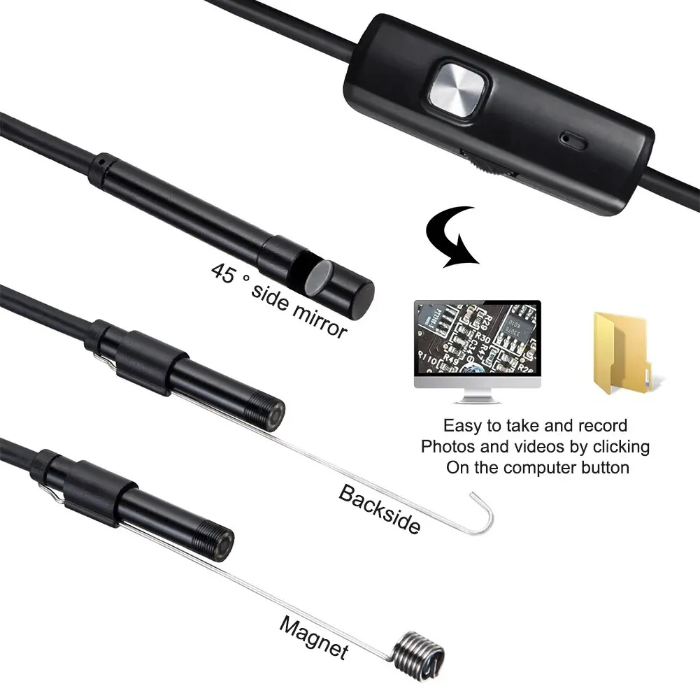 조명이 달린 8LED 1200P 내시경 카메라, 3.5 m, 5 m, 10m 슬림 보어스코프 조광기, C타입 IOS 방수 카메라, 자동차 수리용
