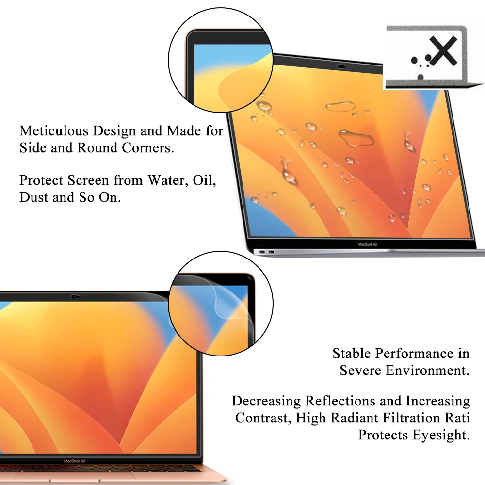 Protetor de Tela para Macbook Todos os Modelos Air 13 m1 m2 Pro 13 14 15 16 Touch Bar Max Cover hd Film Soft Guard Acessórios - Imagem 2
