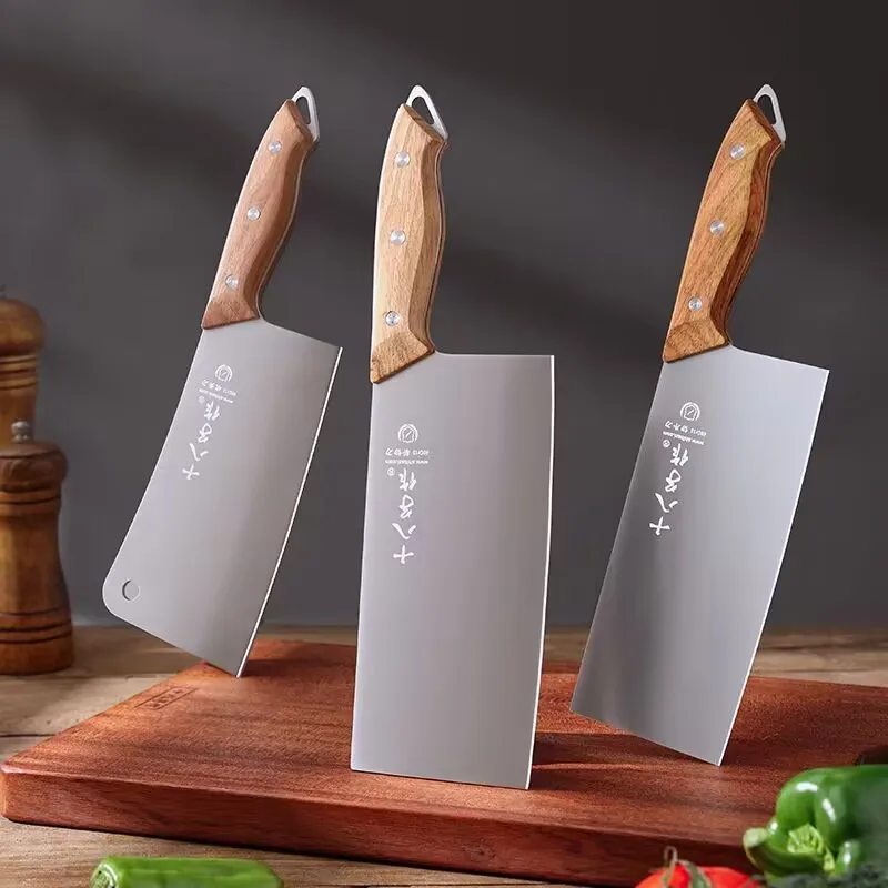 

SHIBAZI Professional Kitchen Chef Knife Stainless Steel Meat Fish Vegetables Slicer Chopping Chinese Butcher Cleaver Tools