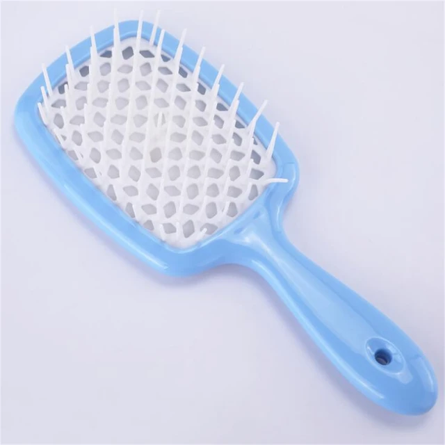 Tangled Hair Comb Detangling Hair Brush Large Plate Massage Combs Hollow Out Hair Brushes Barber Comb Salon Hair Styling Tools Blue