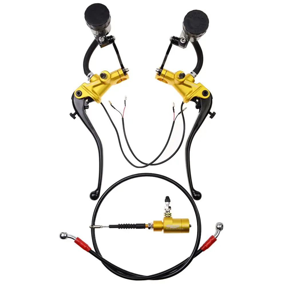

GOOFIT 7/8" 22mm Motorcycle Modified Hydraulic Brake Master Cylinder Hydraulic Pump Clutch Levers Set Kit with Fluid Gold