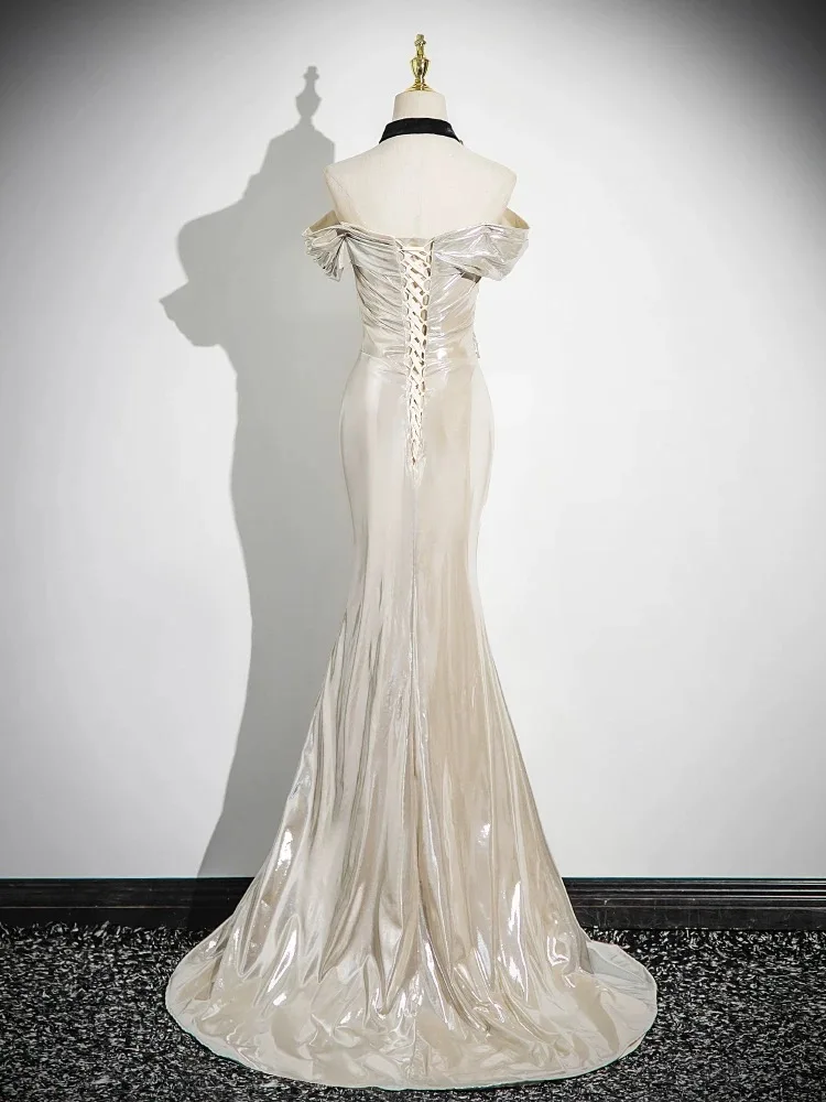 Elegance Ivory Evening Dress Extravagant Off The Shoulder Sleeveless Strapless Mermaid Tail Special Occasion Celebrity Prom Gown