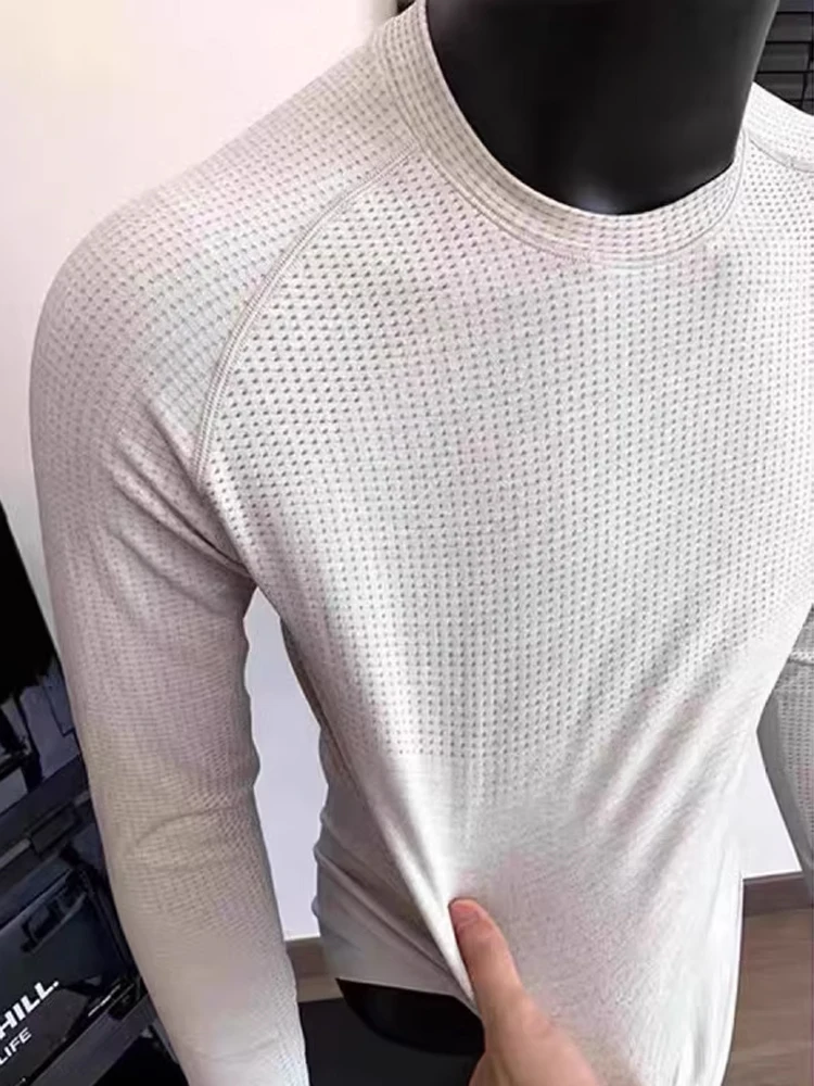 ay Long Sve Fitn T-irt Men's Slim Fit Breathable Qui Dry Training Wear Comfortable Soft round Ne Top for Autumn