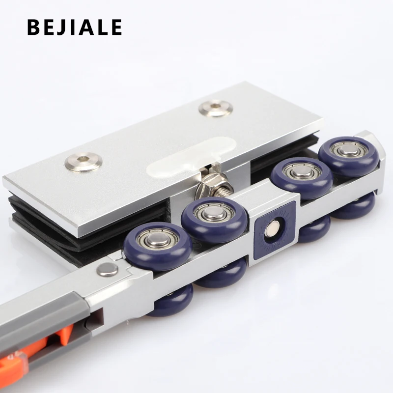 Glass Door Lifting Wheel Bathroom Room Pulley Sliding Door Toilet Two-way Damping Buffer Glass Pulley Moving Track Fittings glass door pulley