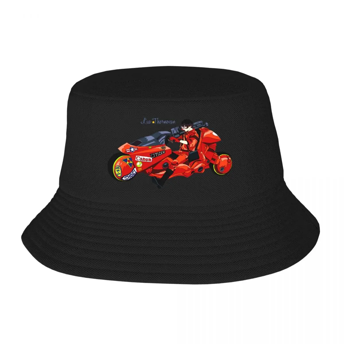 

Akira (5) Print Bucket Hat Double Side Reversible Bob Hats Cotton Foldable Unisex Fisherman Cap Travel Sunscreen