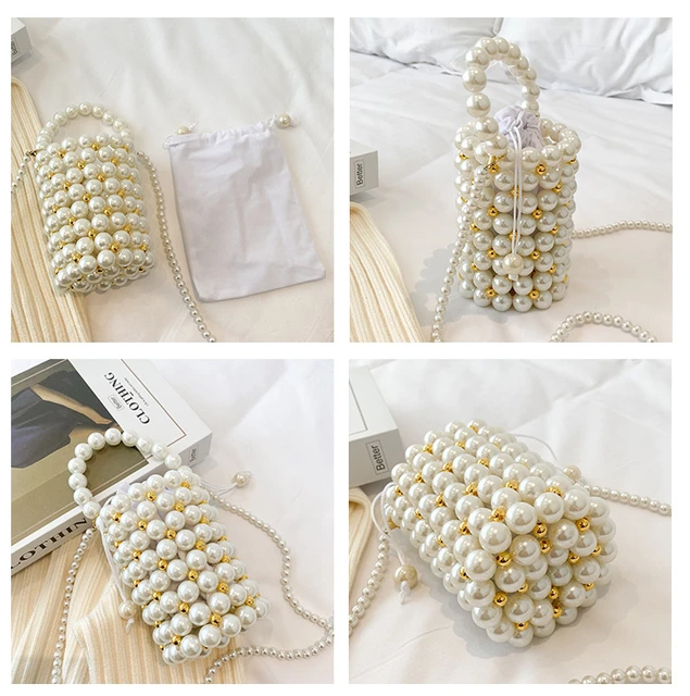 Small Pearl Clutch Bags Crossbody Women Handmade Beaded Cute Purses Handbags  Ladies Woven Shoulder Bag Wedding Party - AliExpress