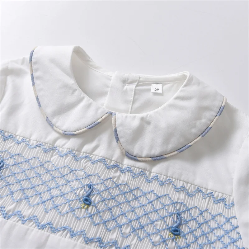 terno crianças verão bordado camisa listrado algodão