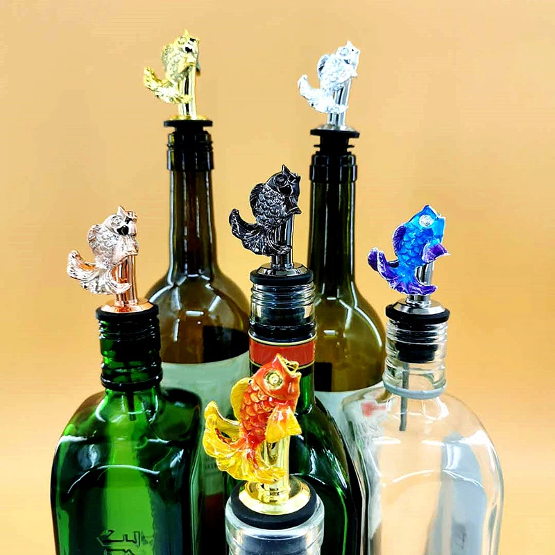 liquor pourers wine pourers wine bottle stoppers wine accessories Wine Pourer Zinc Alloy Deer Elk Lion Bull Head Mouth Wine Stopper Alcohol Pourer Funnel Vodka