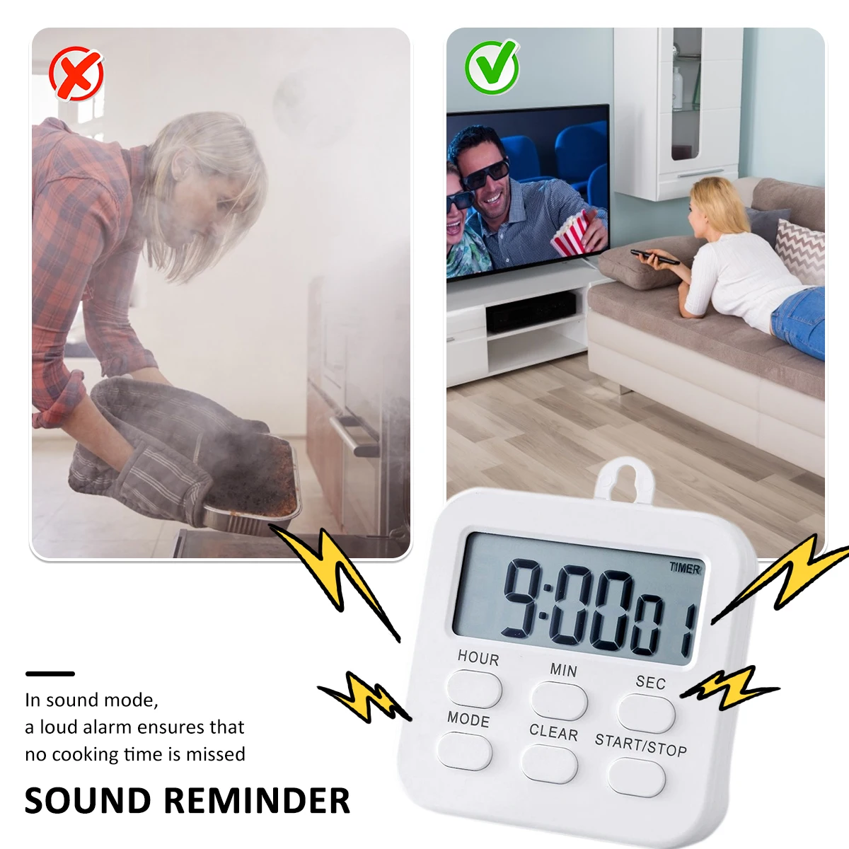 1pc Kitchen Timer, 24-hour Digital Reminder With Loud Alarm, Cooking Timer